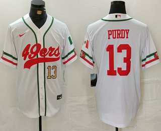Men%27s San Francisco 49ers #13 Brock Purdy Number White Mexico Cool Base Stitched Baseball Jersey